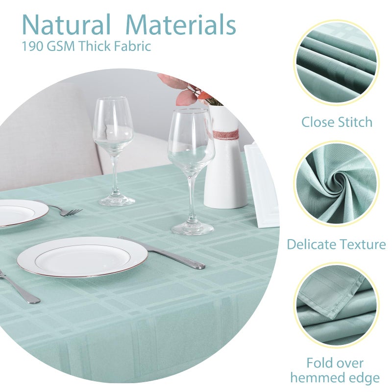 JUCFHY Soild Plaid Jacquard Table Cloth Elegance Wrinkle Resistant Contemporary Woven Decorative Table Cover, Spillproof Soil Resistant Holiday Tablecloths, 60 X 120, Greyish Green - Image 3